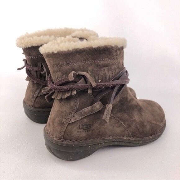 UGG Gaviota Brown Leather Winter Boots 6 - Picture 5 of 11